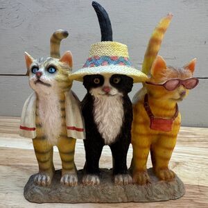 Elpa Alcobaca Vintage Ceramic Cat Figures Dressed for a Beach Day From Portugal